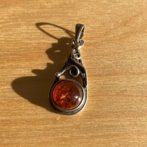 Vintage Sterling 925 Baltic Amber Pendant